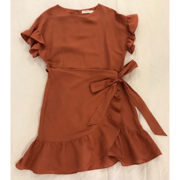 Astr the Label Linen Ruffle Wrap Dress - Picture 2 of 4